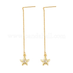 Brass Clear Cubic Zirconia Ear Thread&nbsp;EJEW-H182-05A-G