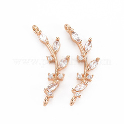 Rack Plating Brass Micro Pave Clear Cubic Zirconia Links Connectors&nbsp;KK-T060-53-RS