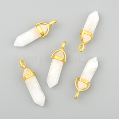 Natural White Jade Bullet Double Terminated Pointed Pendants&nbsp;G-G902-B24