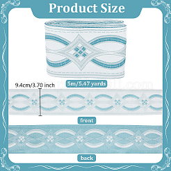 5M Ethnic Style Polyester Rhombus Jacquard Ribbon&nbsp;OCOR-WH0101-19C