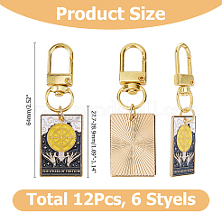12Pcs 6 Styles Alloy Enamel Tarot Card Pendant Decorations&nbsp;HJEW-HS00105