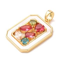 Brass Micro Pave Colorful Cubic Zirconia Pendants&nbsp;KK-C264-15G