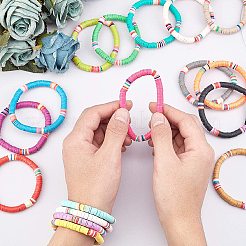 Handmade Polymer Clay Heishi Beads Stretch Bracelets&nbsp;BJEW-GA0001-01