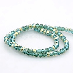 Half Rainbow Plated Faceted Rondelle Glass Beads Strands&nbsp;GLAA-A024B-HR13