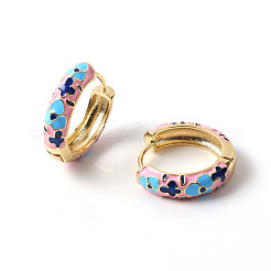 Flower Enamel Hoop Earrings&nbsp;EJEW-G290-02G-B