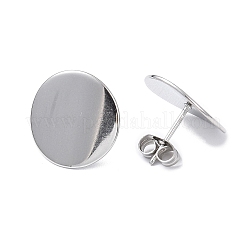 Non-Tarnish 304 Stainless Steel Flat Round Stud Earrings for Women&nbsp;EJEW-I285-12P