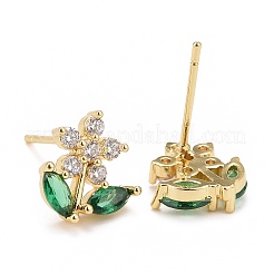 Cubic Zirconia Flower of Life Stud Earrings&nbsp;X-EJEW-G288-22G