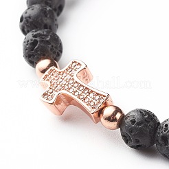 Natural Garnet & Lava Rock Round Beads Stretch Bracelets Set&nbsp;BJEW-JB06982-01
