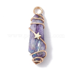 Electroplated Natural Quartz Crystal Dyed Copper Wire Wrapped Pendants&nbsp;PALLOY-JF02326-02