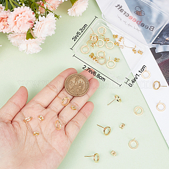 20Pcs Brass Ring Stud Earrings for Women with 20Pcs Friction Ear Nuts&nbsp;KK-BBC0007-81