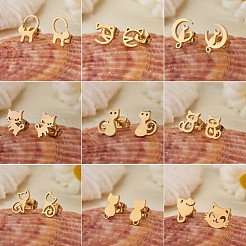 9 Pairs 9 Style 316 Surgical Stainless Steel Cute Kitten Stud Earrings for Women&nbsp;JE933A