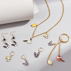 12Pcs 4 Style Alloy Enamel Dog Charms Locking Stitch Makers&nbsp;HJEW-PH01589