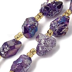 Electroplated Raw Rough Natural Amethyst Beads Strands&nbsp;G-Z131-J02-13