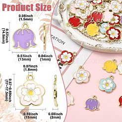 45Pcs 9 Colors Alloy Enamel Flower Charms&nbsp;ENAM-CJ0007-51