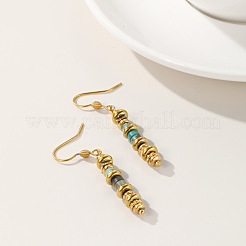 304 Stainless Steel & African Turquoise(Jasper) Dangle Earrings for Women&nbsp;WG35C69-01