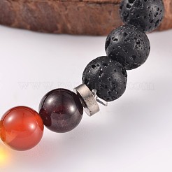 Natural Lava Rock Beaded Stretch Bracelets&nbsp;BJEW-JB02184-05