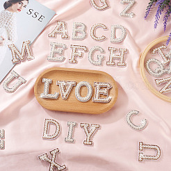2 Sets 2 Colors Letter A-Z Imitation Pearl Cloth Patches&nbsp;PATC-TA0001-01