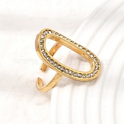 304 Stainless Steel Rhinestone Cuff Open Rings for Women&nbsp;RB-CBA2039-01G-03
