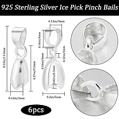 6Pcs 925 Sterling Silver Pendants&nbsp;STER-BBC0006-36B