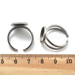 Non-Tarnish 304 Stainless Steel Cuff Ring Settings&nbsp;STAS-E202-02C-P