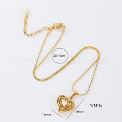Elegant Stainless Steel & Imitation Pearl Heart Pendant Necklaces for Women&nbsp;EM0874