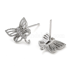 Brass Micro Pave Cubic Zirconia Stud Earrings Finding&nbsp;KK-K364-05P
