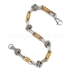 Ion Plating(IP) Two Tone 201 Stainless Steel Column & Oval Link Chain Bracelet&nbsp;BJEW-B078-30GP