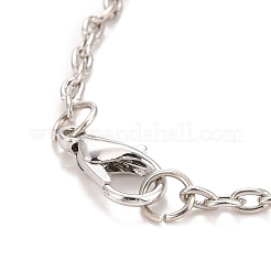 Rectangle with Word I Love You 304 Stainless Steel Pendant Necklace with Alloy Cable Chain for Women&nbsp;NJEW-M192-01P