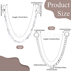 2Pcs 2 Styles Aluminum & Plastic & Acrylic Curb Chains Bag Extender Chains&nbsp;HJEW-BM0001-22