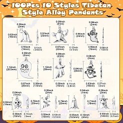 100Pcs 10 Styles Tibetan Style Alloy Pendants&nbsp;FIND-CJ0002-22