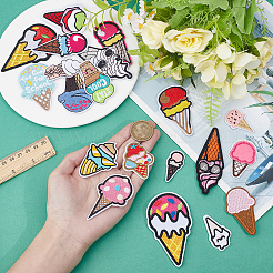 42Pcs 2 Sets Ice Cream Polyester Embroider Thread Iron on/Sew On Patches&nbsp;PATC-AR0001-23