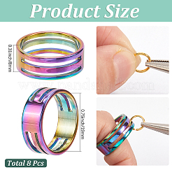 8Pcs Stainless Steel Wide Finger Rings&nbsp;RJEW-SC0001-22