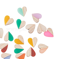 Resin & Wood Two Tone Cabochons&nbsp;RESI-CJ0001-97