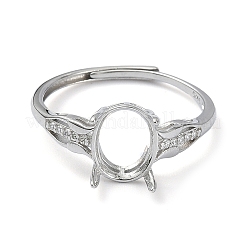 Adjustable 925 Sterling Silver Finger Ring Components&nbsp;STER-K179-03P