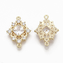 Brass Clear Cubic Zirconia Links connectors&nbsp;ZIRC-Q021-046G-NF