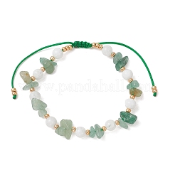 Natural & Synthetic Gemstone & Natural Malaysia Jade Chips Beads Braided Bead Bracelets&nbsp;BJEW-MZ00330