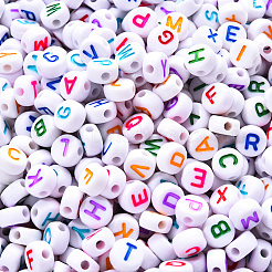 1 Bag 1200Pcs Opaque Acrylic Flat Round with Letter & Heart Beads&nbsp;DIY-YW0002-32