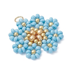 Glass Seed Beaded Flower Pendants&nbsp;PALLOY-MZ01181-04