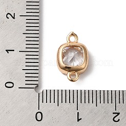 Brass Pave Clear Glass Connector Charms&nbsp;KK-C062-102G