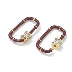 Oval Brass Micro Pave Clear Cubic Zirconia Locking Carabiner&nbsp;KK-H256-01G-02
