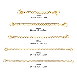10 Strands 10 Style 304 Stainless Steel Chain Extender&nbsp;STAS-LS0001-45M