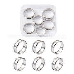 6Pcs 6 Sizes Stainless Steel Grooved Finger Ring Settings&nbsp;STAS-YS0001-18P