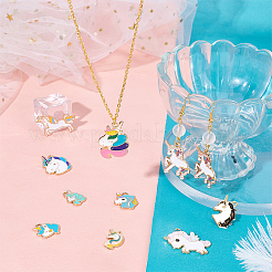 40Pcs 10 Style Light Gold Alloy Enamel Pendants&nbsp;ENAM-SC0002-40