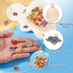 90Pcs 9 Styles Fruit Themes Alloy Enamel Pendants&nbsp;ENAM-TA0003-21