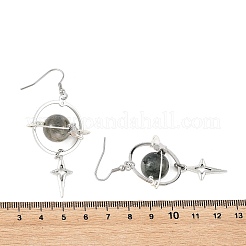 4 Pairs 4 Styles Natural Gemstone & Alloy Pendant Dangle Earrings&nbsp;EJEW-TA00818