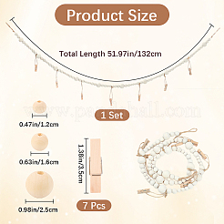 Wall Hanging Photo Display with Wooden Beads Garland&nbsp;AJEW-WH20011-54A