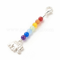 Chakra Theme Natural & Dyed Malaysia Jade Beaded Pendant Decorations&nbsp;HJEW-JM00642-04