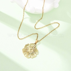 304 Stainless Steel Flower Pendant Cable Chain Necklaces for Men Women&nbsp;NJEW-K308-05A-G