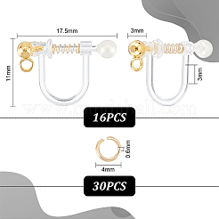 16Pcs 304 Stainless Steel Clip-on Earring Findings&nbsp;STAS-UN0051-64