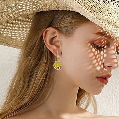 48Pcs 12 Styles Yellow Color Beach Theme Alloy Enamel Pendants&nbsp;ENAM-SC0007-47